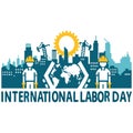 Celebration of International workers day with a white background.