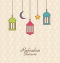 Celebration Islamic Card with Arabic Hanging Lamps for Ramadan K
