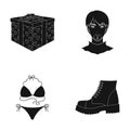 Celebration, knitwear, textiles and other web icon in black style.leather, shoes, hairdresse icons in set collection.