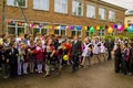 The celebration of the last bell in a rural school in Kaluga region in Russia. Royalty Free Stock Photo