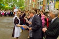 The celebration of the last bell in a rural school in Kaluga region in Russia. Royalty Free Stock Photo