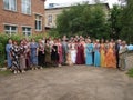 The celebration of the last bell in a rural school in Kaluga region in Russia. Royalty Free Stock Photo