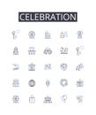 Celebration line icons collection. Happiness, Festivity, Merriment, Jubilation, Commemoration, Rejoicing, Revelry vector