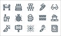 celebration line icons. linear set. quality vector line set such as photos, fireworks, trumpet, party blower, stabilizer, wine,