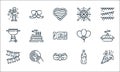 celebration line icons. linear set. quality vector line set such as confetti, carnival mask, garlands, dj, grill, balloon,