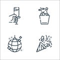 celebration line icons. linear set. quality vector line set such as confetti, dance, wine