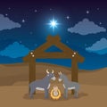 celebration merry christmas manger flat design Royalty Free Stock Photo