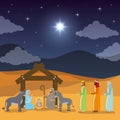 celebration merry christmas manger flat design Royalty Free Stock Photo