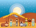 celebration merry christmas manger flat design Royalty Free Stock Photo