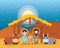 celebration merry christmas manger flat design