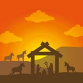 celebration merry christmas manger flat design