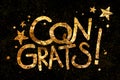 Celebration message Congrats! word typography sparkling font