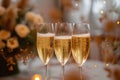 Celebration moment Champagne glasses clink at the wedding ceremony