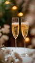 Celebration moment Champagne glasses clink at the wedding ceremony