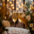 Celebration moment Champagne glasses clink at the wedding ceremony