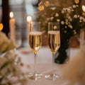 Celebration moment Champagne glasses clink at the wedding ceremony