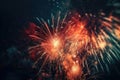 Celebration multicolored fireworks, copy space. 4 of July, 4th of July, Independence Day beautiful fireworks. Canada Day Royalty Free Stock Photo