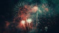 Celebration multicolored fireworks, copy space. 4 of July, 4th of July, Independence Day beautiful fireworks. Canada Day Royalty Free Stock Photo