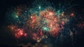 Celebration multicolored fireworks, copy space. 4 of July, 4th of July, Independence Day beautiful fireworks. Canada Day Royalty Free Stock Photo