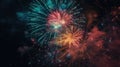 Celebration multicolored fireworks, copy space. 4 of July, 4th of July, Independence Day beautiful fireworks. Canada Day Royalty Free Stock Photo