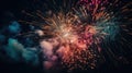 Celebration multicolored fireworks, copy space. 4 of July, 4th of July, Independence Day beautiful fireworks. Canada Day Royalty Free Stock Photo