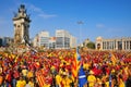 Celebration of the National Day of Catalonia in Barcelona, Spain