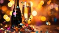 Celebration of new year champagne, confetti, party, fun, bright generated by AI Royalty Free Stock Photo