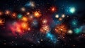 Celebration night exploding, abstract backdrop glowing firework display generated by AI