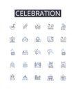 Celebration line icons collection. Happiness, Festivity, Merriment, Jubilation, Commemoration, Rejoicing, Revelry vector