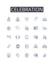 Celebration line icons collection. Happiness, Festivity, Merriment, Jubilation, Commemoration, Rejoicing, Revelry vector