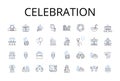 Celebration line icons collection. Happiness, Festivity, Merriment, Jubilation, Commemoration, Rejoicing, Revelry vector