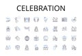 Celebration line icons collection. Happiness, Festivity, Merriment, Jubilation, Commemoration, Rejoicing, Revelry vector