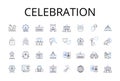 Celebration line icons collection. Happiness, Festivity, Merriment, Jubilation, Commemoration, Rejoicing, Revelry vector