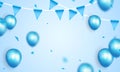 Celebration party banner with Blue color balloons background. Royalty Free Stock Photo