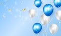 Celebration party banner with Blue color balloons background. Sale Vector illustration. Grand Opening Card