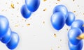 Celebration party banner with blue color balloons background. Royalty Free Stock Photo