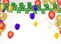 Celebration party banner Brazil flags and Brazil balloons garland with confetti on white Confetti and ribbons flag ribbons Royalty Free Stock Photo