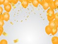 Celebration party banner with golden balloons and serpentine Royalty Free Stock Photo