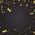 Celebration party banner with golden balloons and serpentine. on Royalty Free Stock Photo