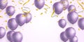 Celebration party banner with purple balloons background. Sale Vector illustration. Grand Opening Card luxury greeting rich