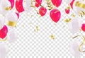 Celebration party banner with Red and white balloons happy birth Royalty Free Stock Photo
