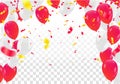 Celebration party banner with Red and white balloons happy birth Royalty Free Stock Photo