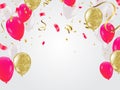 Celebration party banner with Red and white balloons happy birth Royalty Free Stock Photo