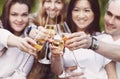 Celebration. People holding glasses of champagne making a toast Royalty Free Stock Photo