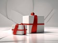 christmas gift ribbon box isolated present red package surprise white. Generative AI. Royalty Free Stock Photo