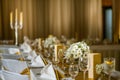 Celebration seating on wedding, table decorations with flowers for party or wedding Royalty Free Stock Photo