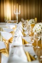 Celebration seating on wedding, table decorations with flowers for party or wedding Royalty Free Stock Photo
