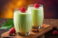 a celebration of spring and bright colors in India, traditional Indian cuisine, alcoholic cocktail Bhang lassi, Special Royalty Free Stock Photo