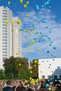 Celebration of start school year on the schoolyard