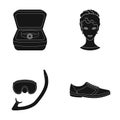 Celebration, textile, hairdresser and other web icon in black style. lace, leather, design, icons in set collection. Royalty Free Stock Photo